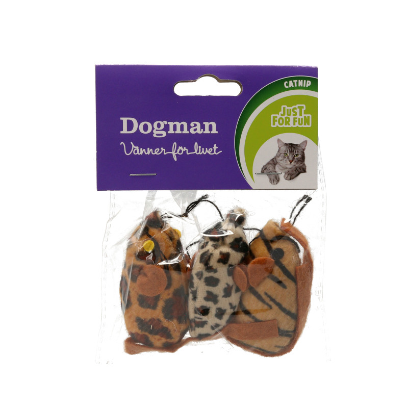 Produktbild för Dogman Leksak Safarimöss 3p Beige 5cm