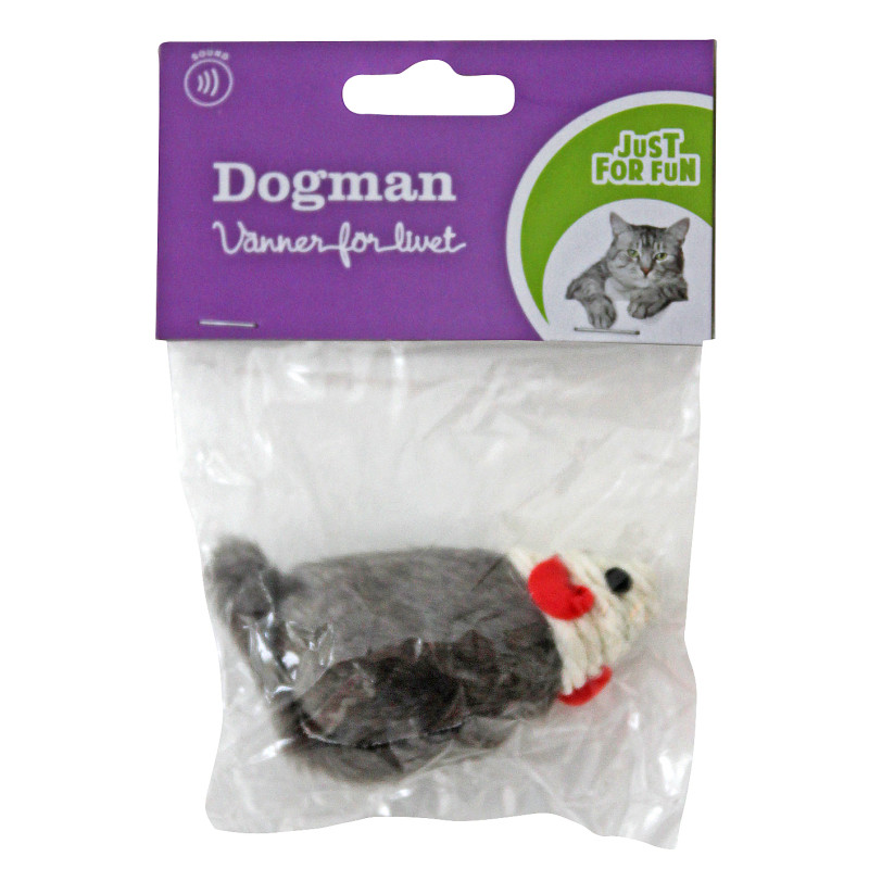 Produktbild för Dogman Leksak Mus med sisalnos Grå 7cm