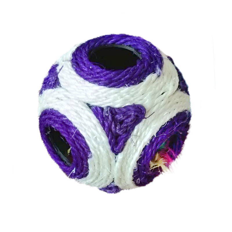 Produktbild för Dogman Leksak Klösboll med pingla Lila 11,5cm