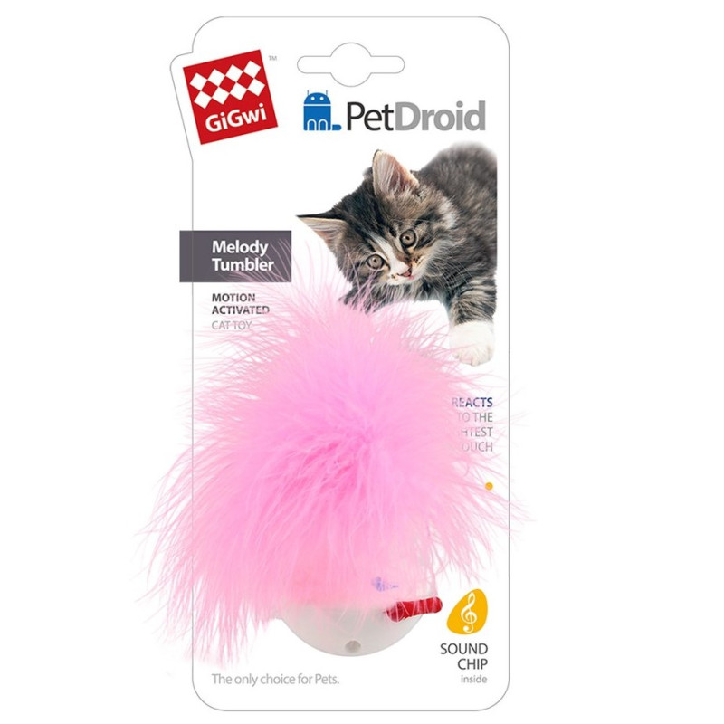 Produktbild för GiGwi Leksak Wobble Feather PetDroid Vit 14cm