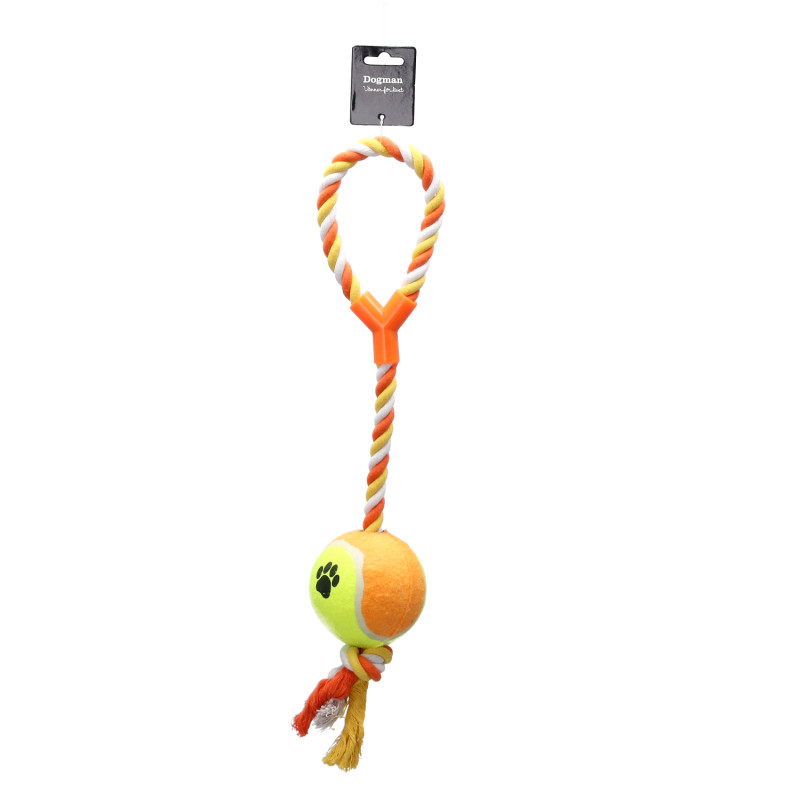Produktbild för Dogman Leksak Rep med boll Orange XL 53cm