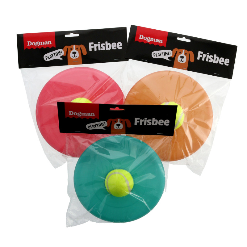 Produktbild för Dogman Leksak Frisbee med boll Mix M 22cm