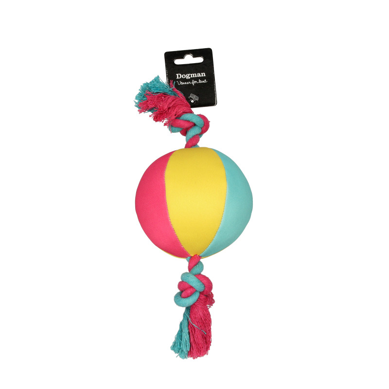 Produktbild för Dogman Leksak Boll med rep flytande Flerfärgad S 17,5cm