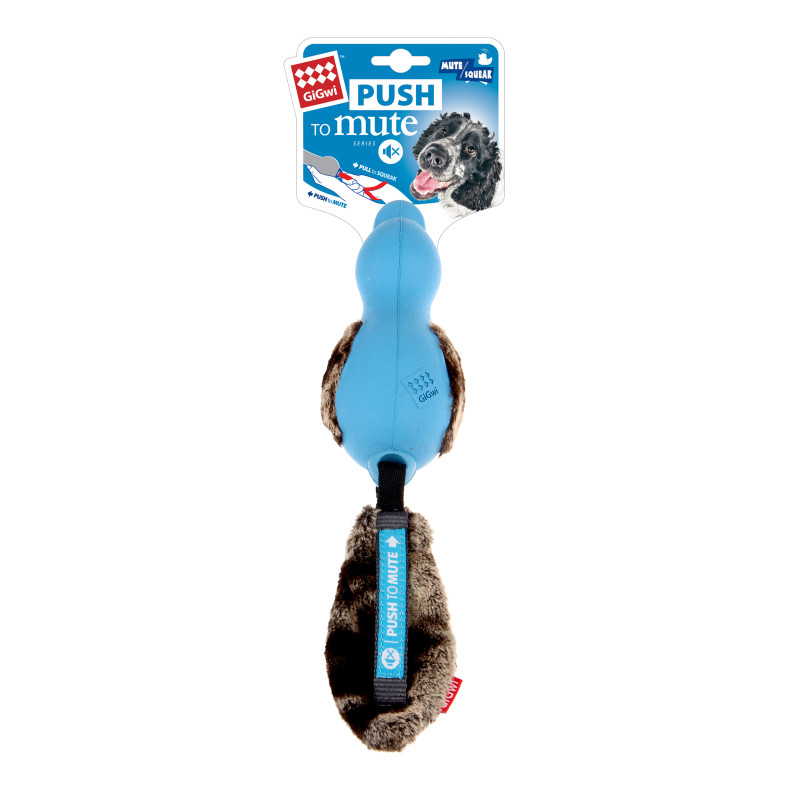 Produktbild för GiGwi Leksak PushToMute Duck Blå M 30cm