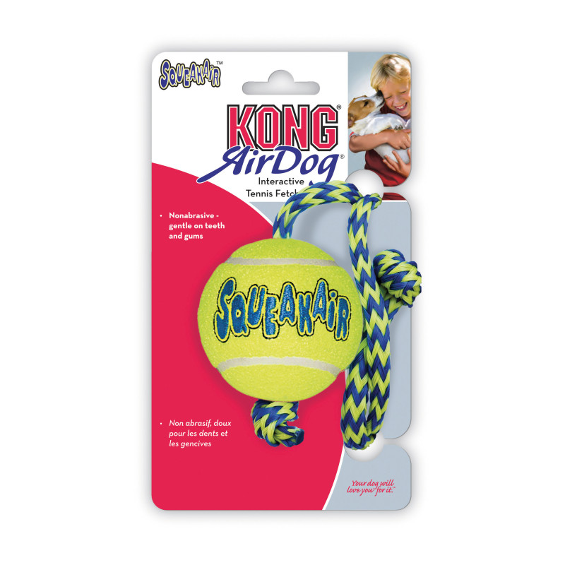 Produktbild för KONG Leksak SqueakAir Ball m rep Gul M 6cm
