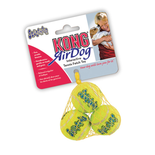 KONG Leksak SqueakAir Balls 3p Gul S