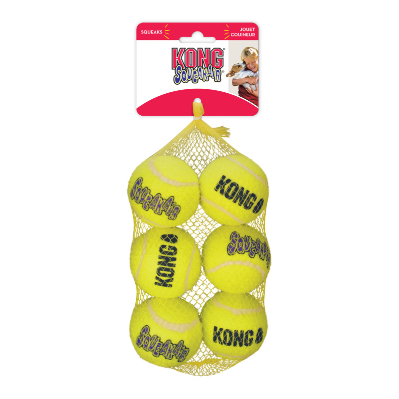 Produktbild för KONG Leksak SqueakAir Balls 6p Gul M 6cm