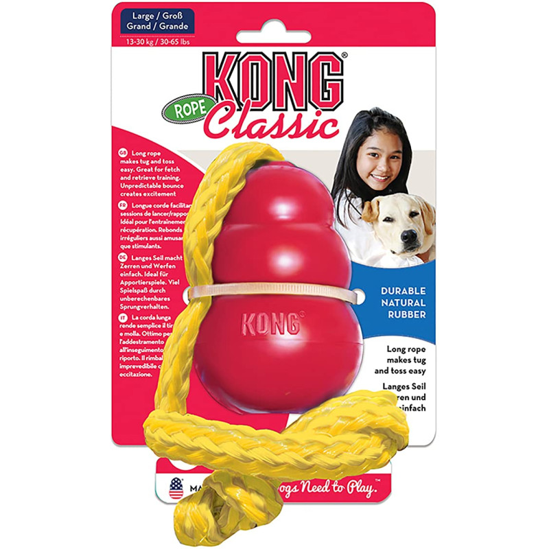 Produktbild för KONG Leksak Kong Classic med rep Röd L 58cm