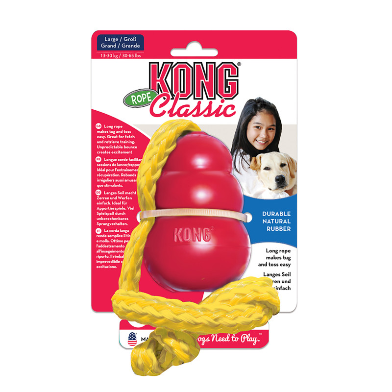 Produktbild för KONG Leksak Kong Classic med rep Röd L 58cm