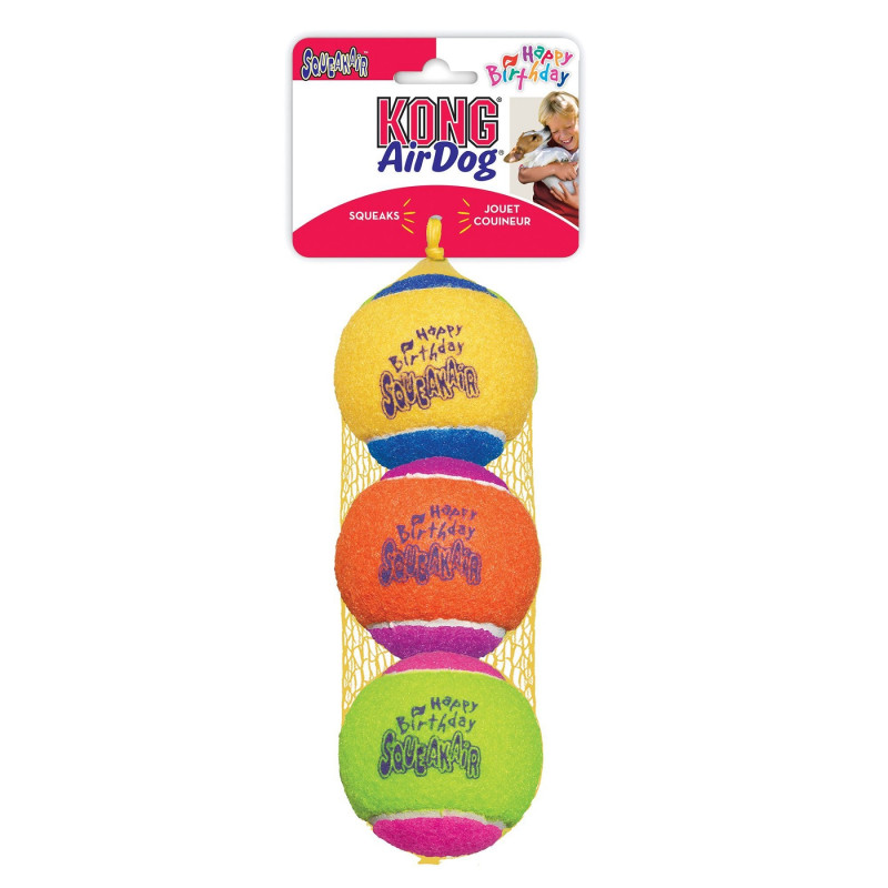 Produktbild för KONG Leksak SqueakAir Birthday Ball Flerfärgad M 6cm
