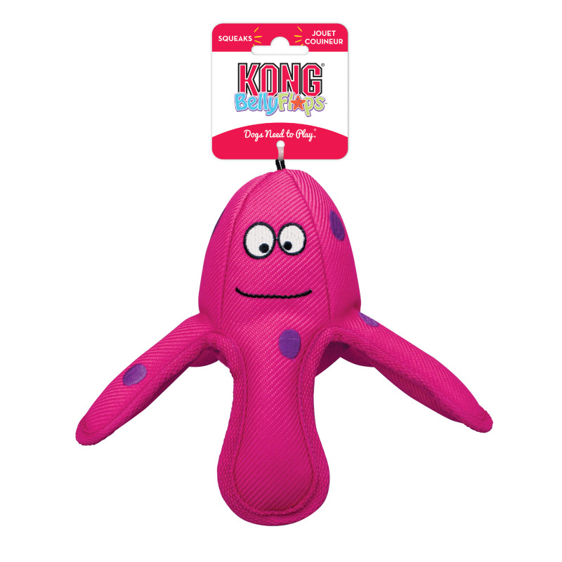 Produktbild för KONG Leksak Belly Flops Octopus Rosa M 19cm