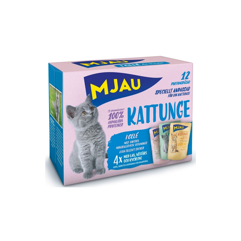 Produktbild för Mjau Bitar i gelé Kattunge mix 12x85g