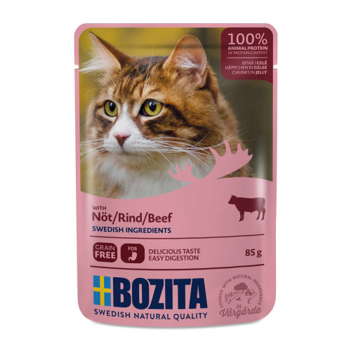 BOZITA Beef Chunks In Jelly Våtfoder För Katt 85g Rosa