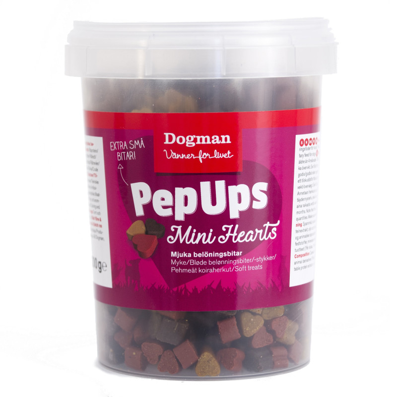 Produktbild för Dogman PepUps Mini Hearts 300g