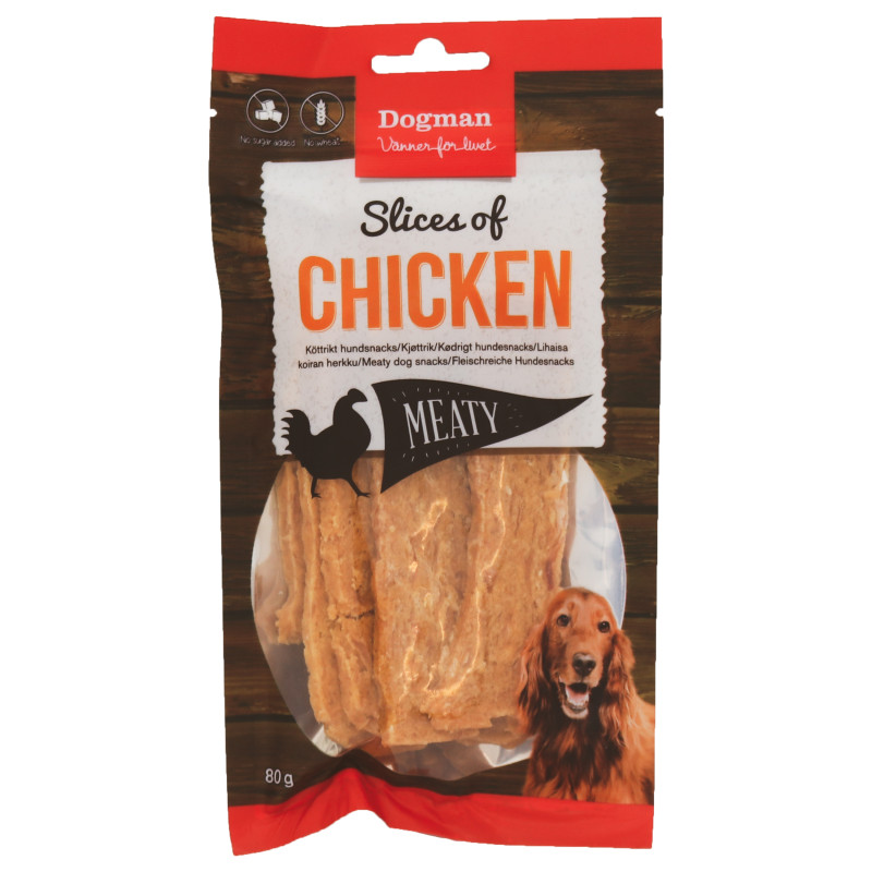 Produktbild för Dogman Hundgodis Meaty Slices of Chicken 80g