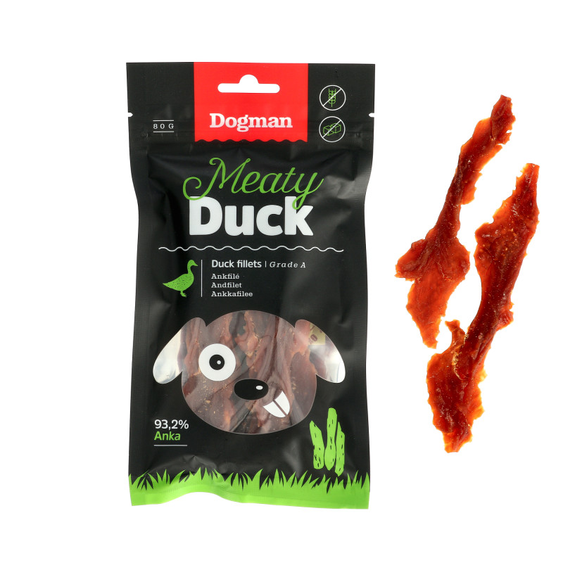 Produktbild för Dogman Hundgodis Meaty Duck fillets 80g