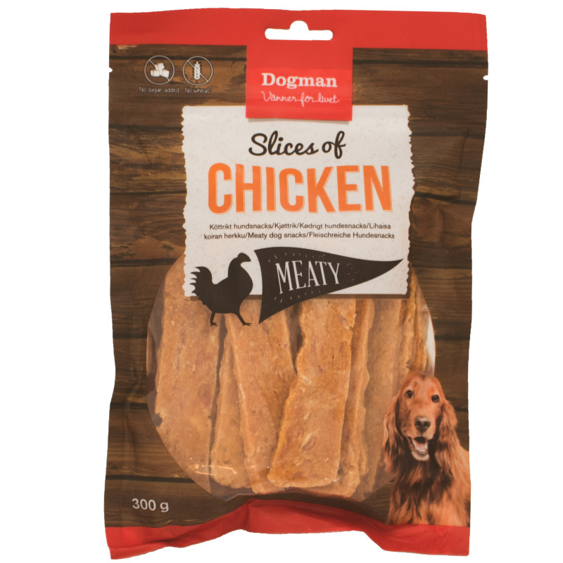 Produktbild för Dogman Hundgodis Meaty Slices of Chicken 300g