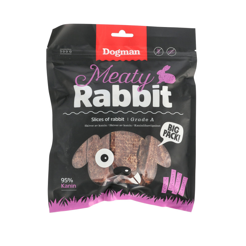 Produktbild för Dogman Hundgodis Meaty Slices of Rabbit 300g