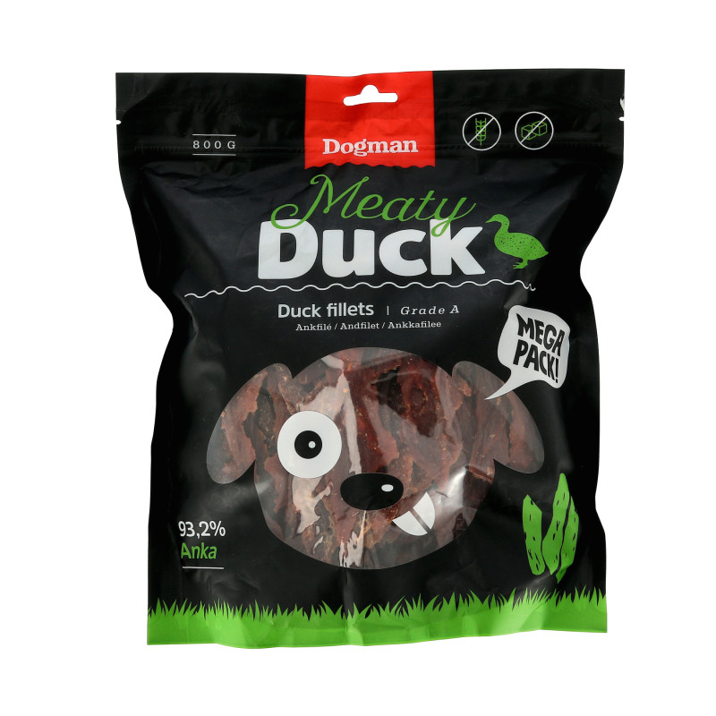 Produktbild för Dogman Hundgodis Meaty Slices of Duck 800g