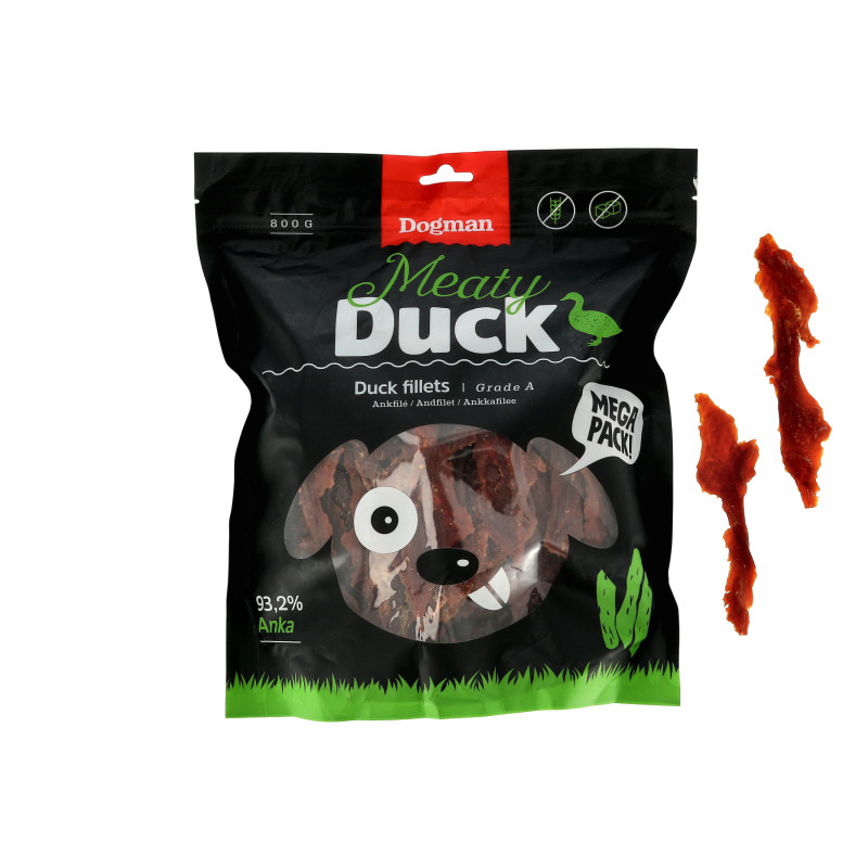 Produktbild för Dogman Hundgodis Meaty Slices of Duck 800g