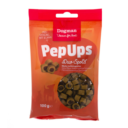 DOGMAN PepUps Duo Spots 3-smak Hundgodis 100g