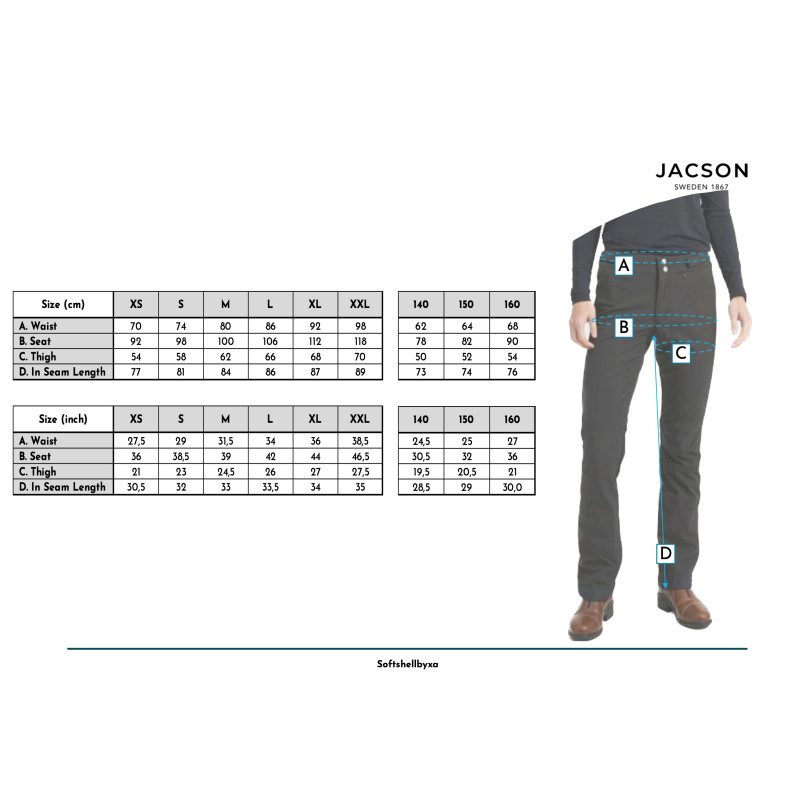 Produktbild för Jacson Softshellridbyxa Svart 150