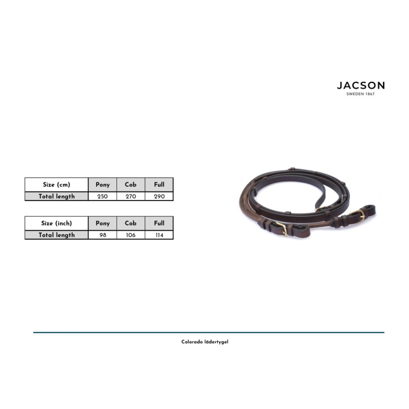 Produktbild för Jacson Colorado Lädertygel Svart Ponny Musta