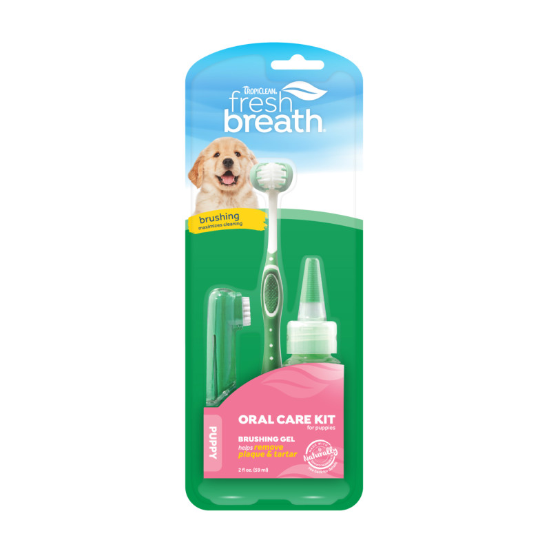 Produktbild för Tropiclean OralCare kit gel+tandborstar 59ml