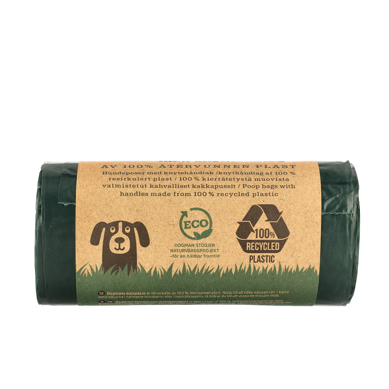 Produktbild för Dogman Bajspåsar 100% återv plast 60p Grön Vihreä