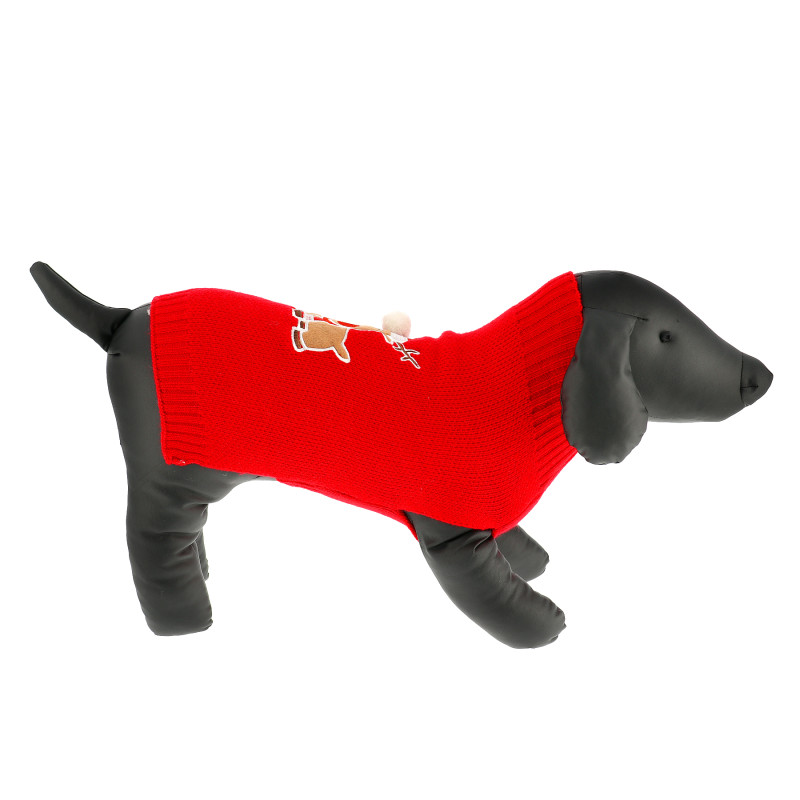 Produktbild för Dogman Stickad tröja Julmotiv Ren Röd 20cm