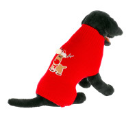 Miniatyr av produktbild för Dogman Stickad tröja Julmotiv Ren Röd 20cm