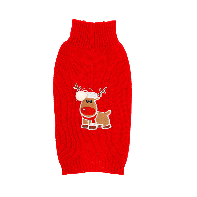 Produktbild för Dogman Stickad tröja Julmotiv Ren Röd 40cm