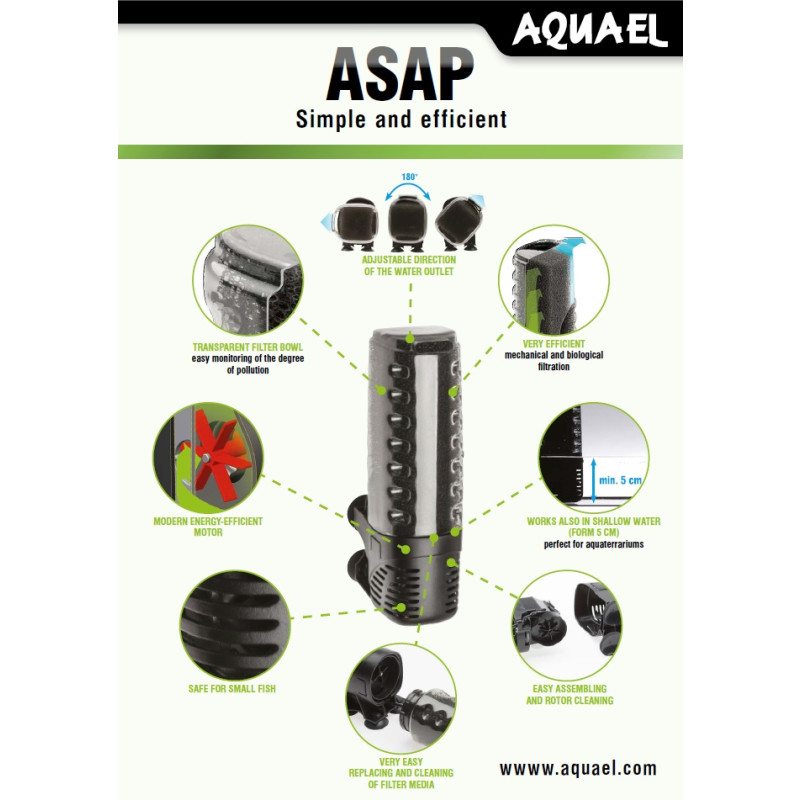 Produktbild för Aquael Innerfilter ASAP Svart 300 300l/h