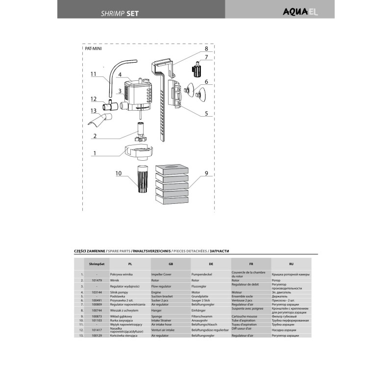 Produktbild för Aquael Innerfilter PAT Mini Svart Mini 400l/h