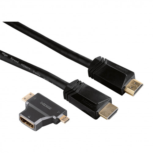 Hama Kabel HDMI A-A Guld Inkl Adapter A-C/D Svart 1.5m