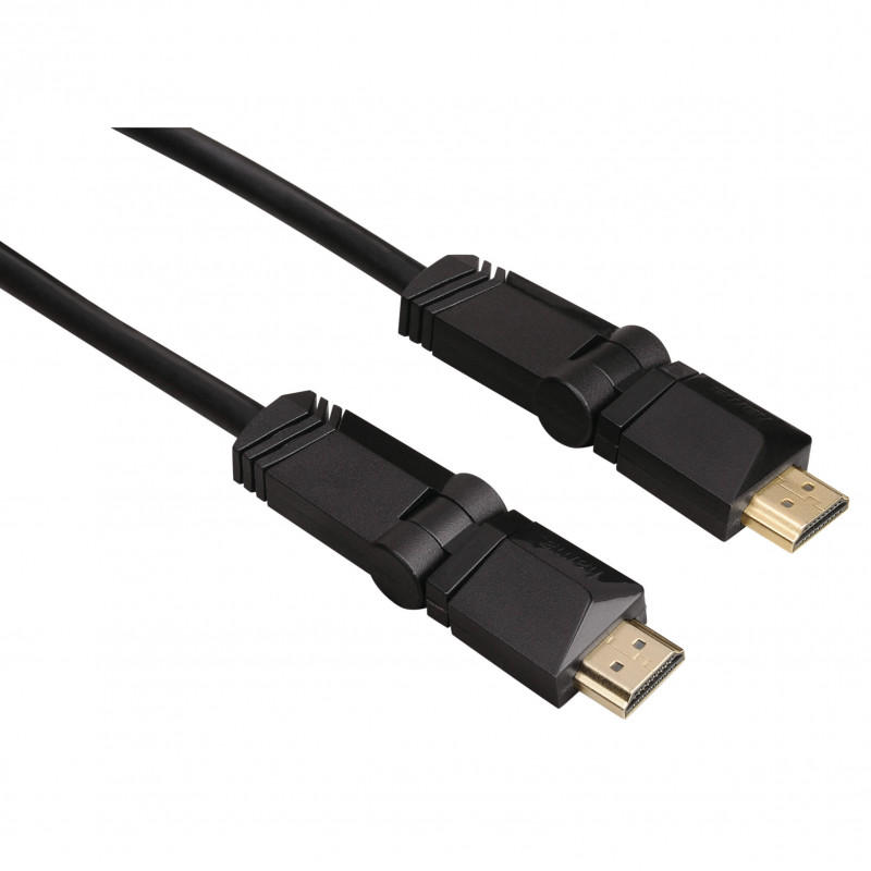 Produktbild för Kabel HDMI Ethernet Roterande Guld Svart 3m