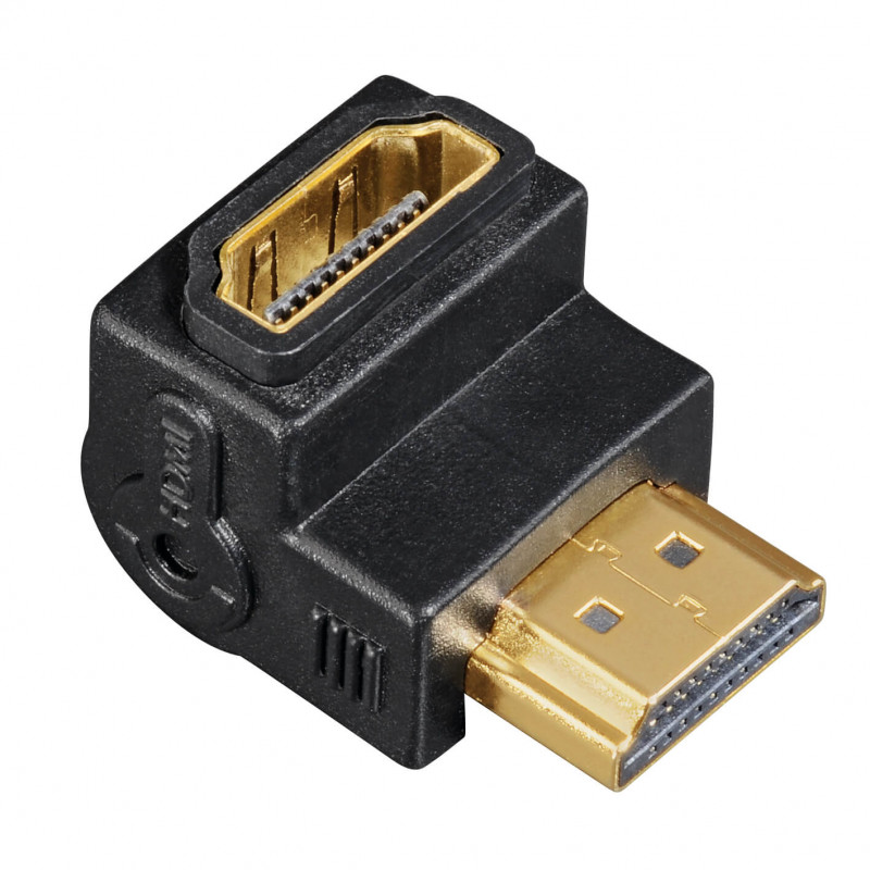 Produktbild för Adapter HDMI Vinklad Upp Hona-Hane Guld Svart