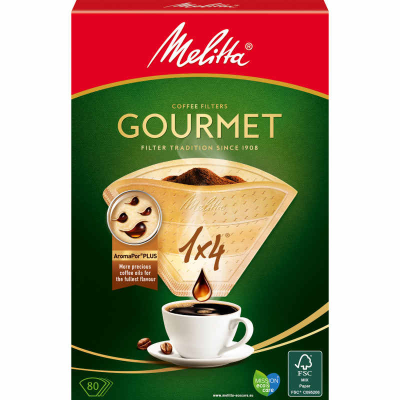Produktbild för Kaffefilter Gourmet 1X4 Oblekta 80st X8dfp