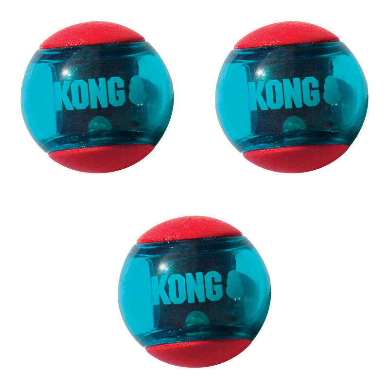 Produktbild för Hundleksak Squeezz Action Red Medium 3-p Kong 6,2 cm