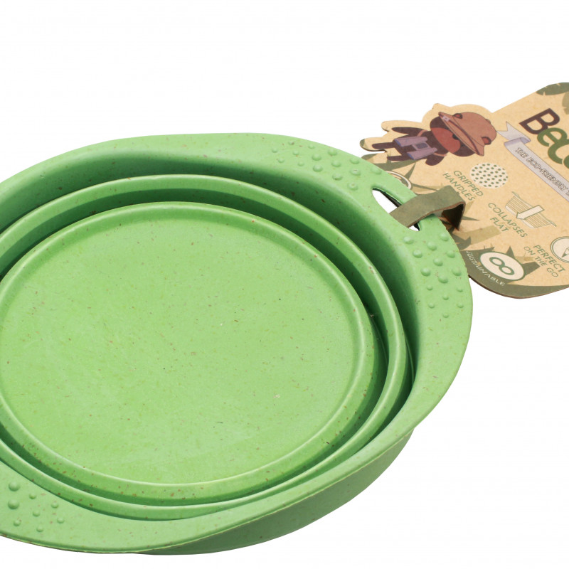 Produktbild för Beco matskål hopfällbar Medium Grön från växtfibrer 14 cm