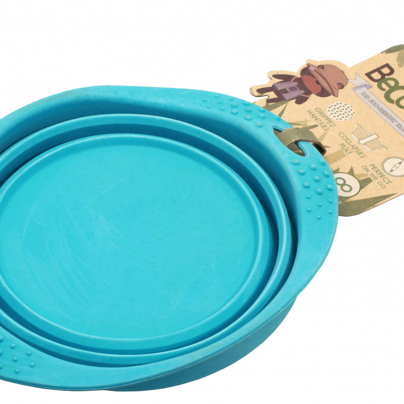 Produktbild för Beco matskål hopfällbar Medium Blå från växtfibrer 14 cm