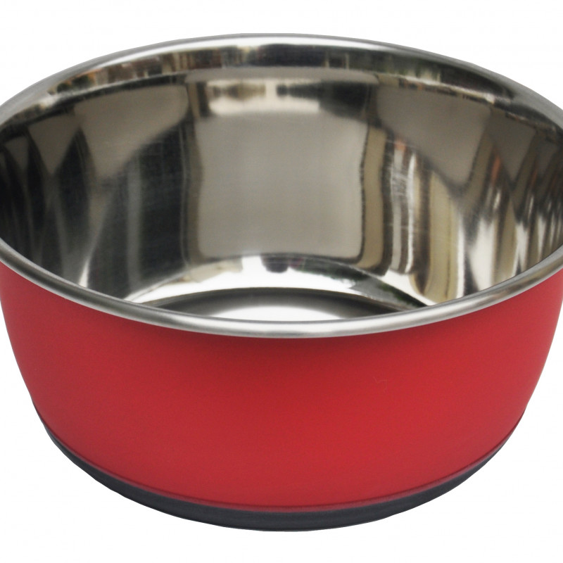 Produktbild för Rostfri skål Antislip Röd 0,5 liter Tyrol