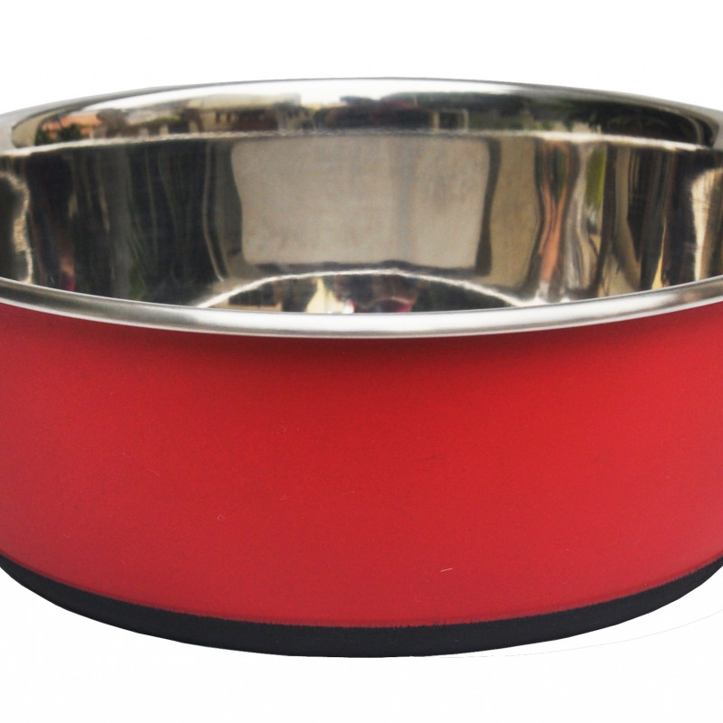 Produktbild för Rostfri skål Antislip Röd 0,95 liter Tyrol
