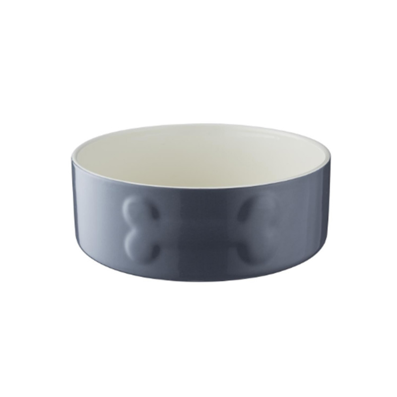 Produktbild för Keramikskål Grå/Vit med benmotiv MC d=200/80mm