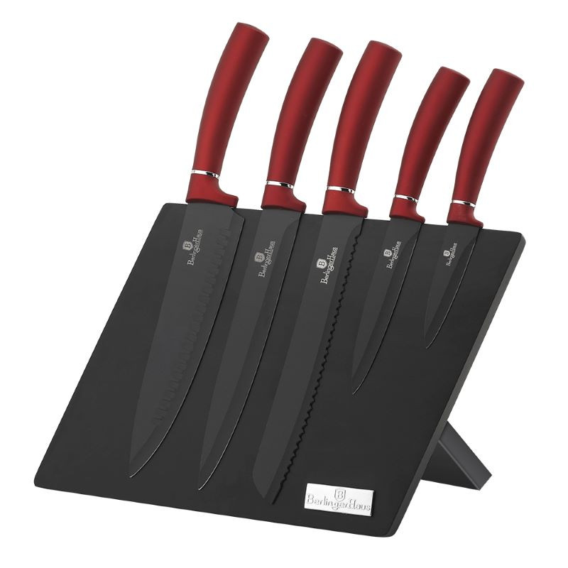Produktbild för Knivset 5 knivar + knivställ