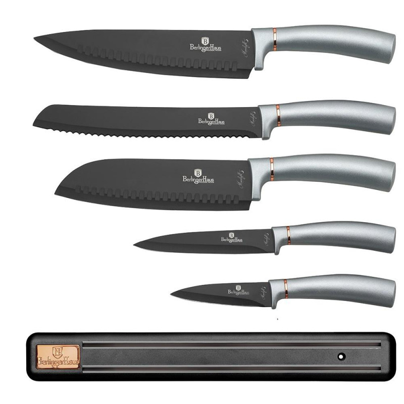 Produktbild för Knivset 5 knivar + magnetisk hängare