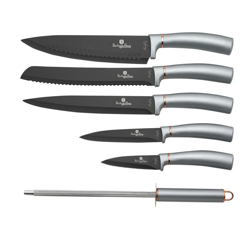 Produktbild för Knivset 5 knivar med slip och ställ