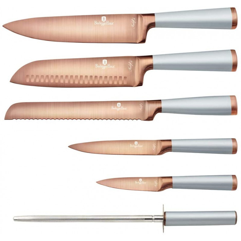 Produktbild för Knivset 5 knivar med slip och bambuställ