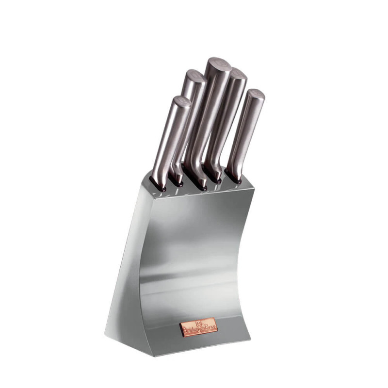Produktbild för Knivset 5 knivar och ställ i rostfritt stål