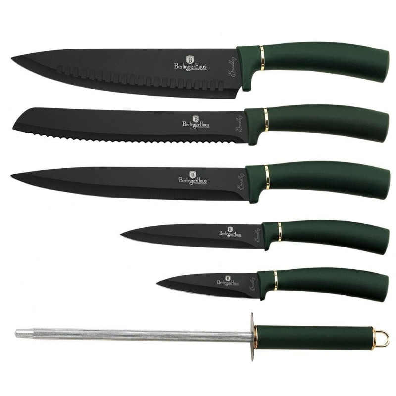 Produktbild för Knivset 5 knivar med slip och ställ
